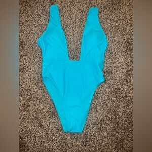 Deep V neck one piece swimsuit